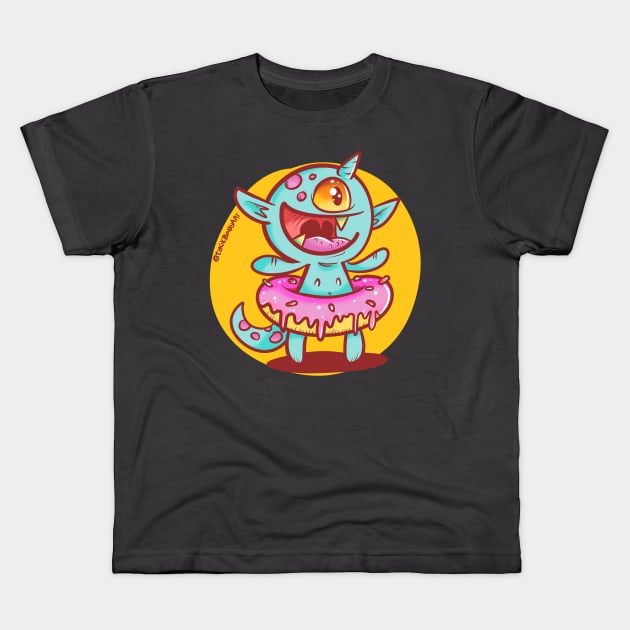 donut monster Kids T-Shirt by toxikbloodyart